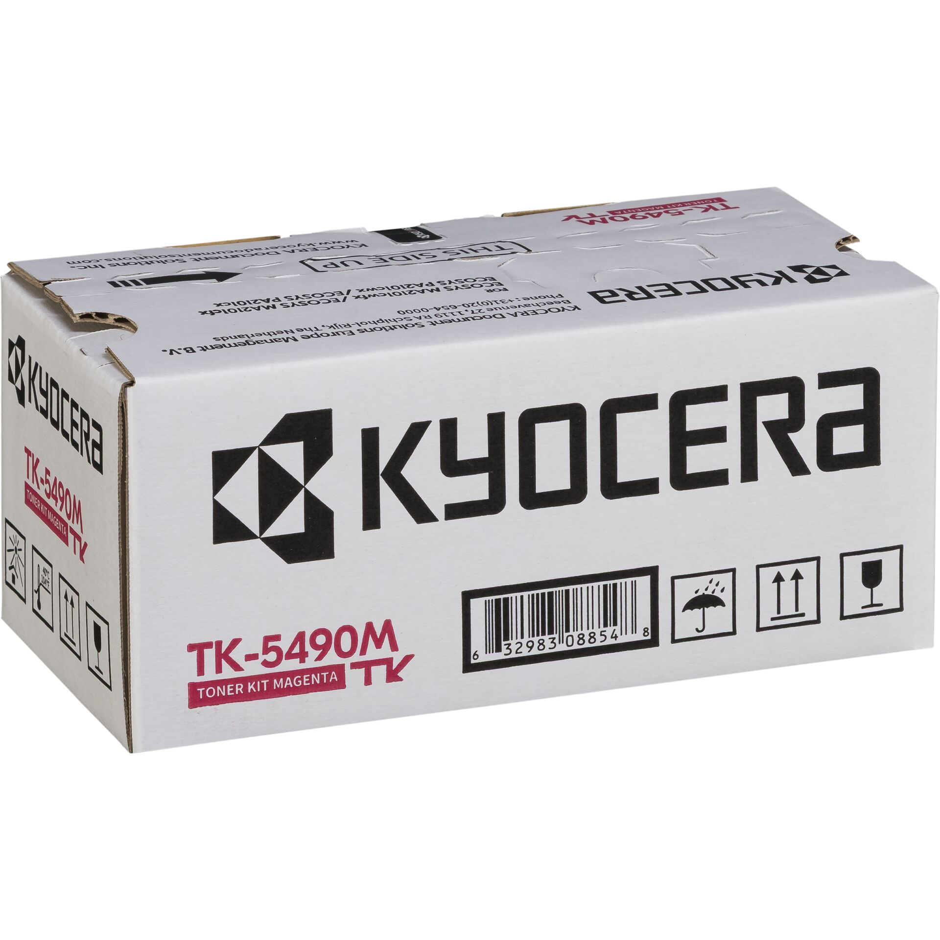 Verpackung des Kyocera Toner Kit Magenta TK-5490M mit Herstellerlogo und Barcode