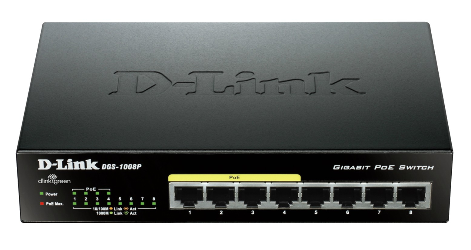 D-Link DGS-1008P Energie Über Ethernet (PoE) Unterstützung Schwarz Netzwerk-Switch