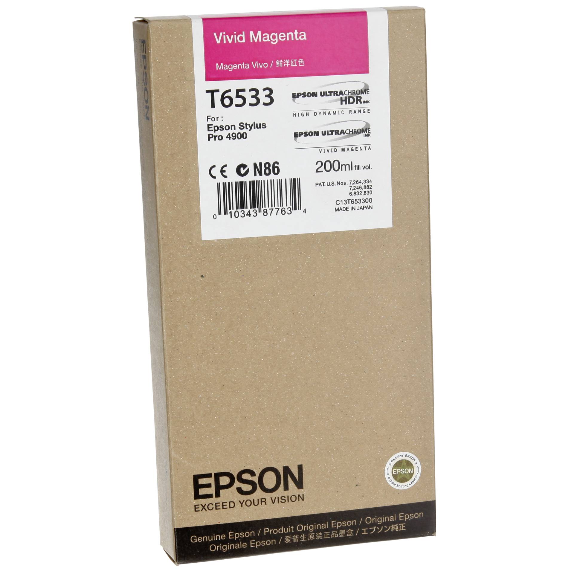 Epson Tintenpatrone vivid magenta T 653 200 ml      T 6533 476742_00