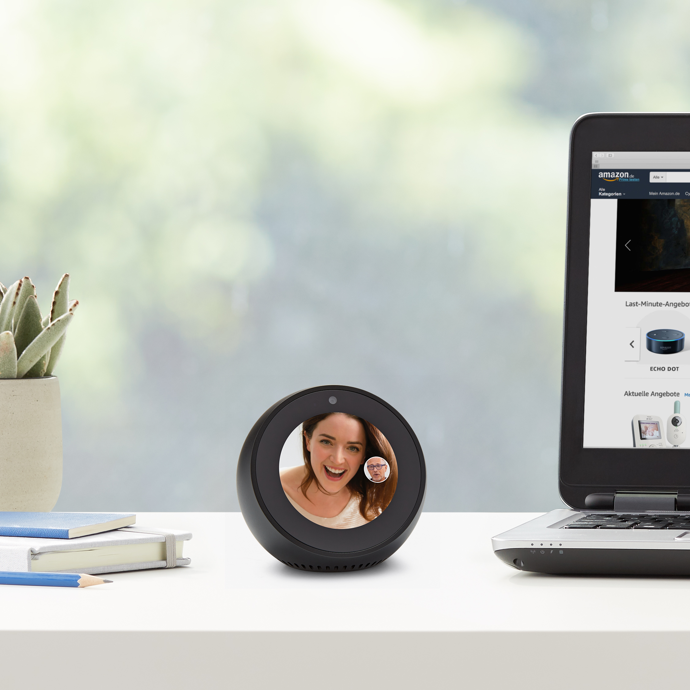 Amazon Echo Spot weiß Smart Home Hub mit Bildschirm