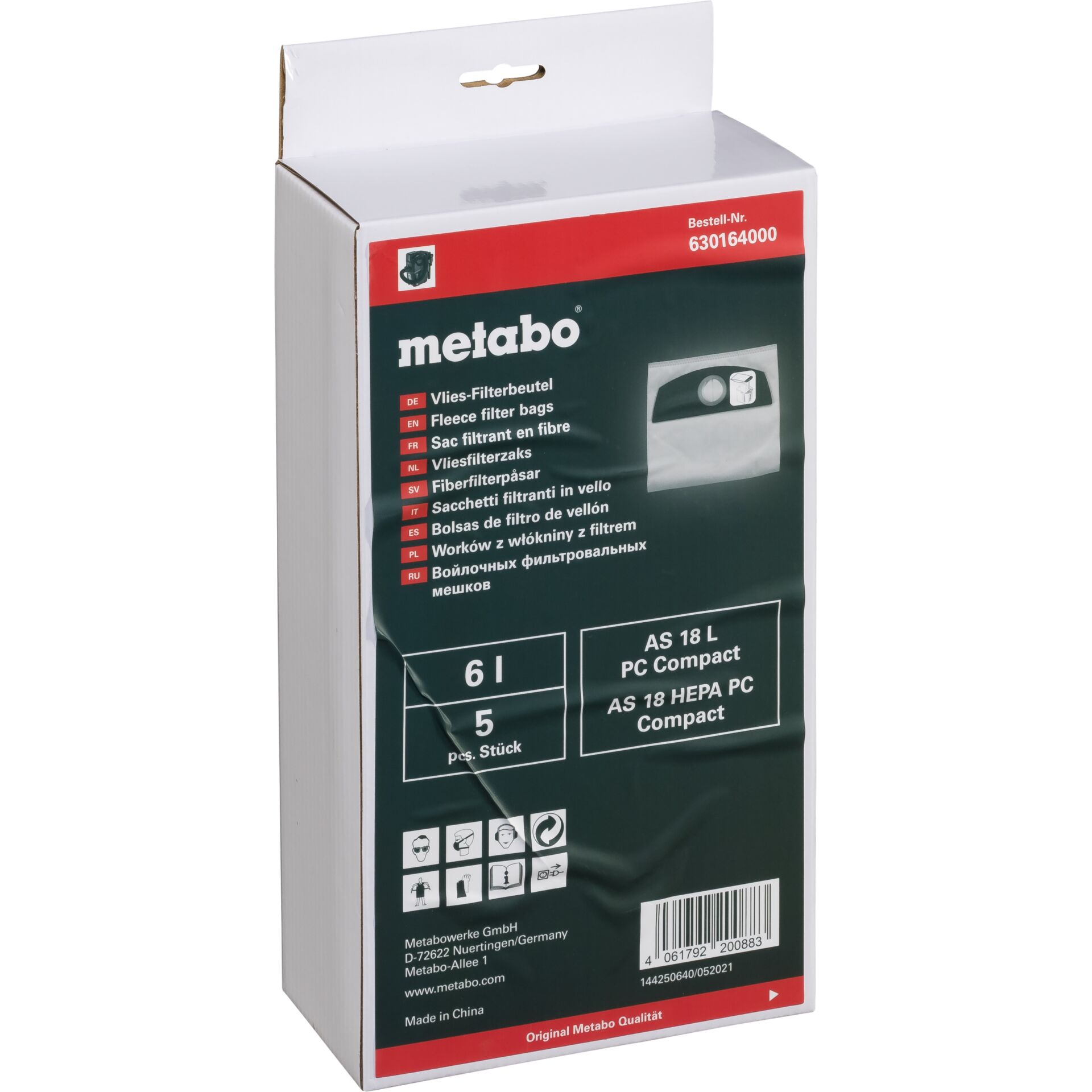 Metabo 5 Vliesbeutel 6 l, AS 18l PC Compact