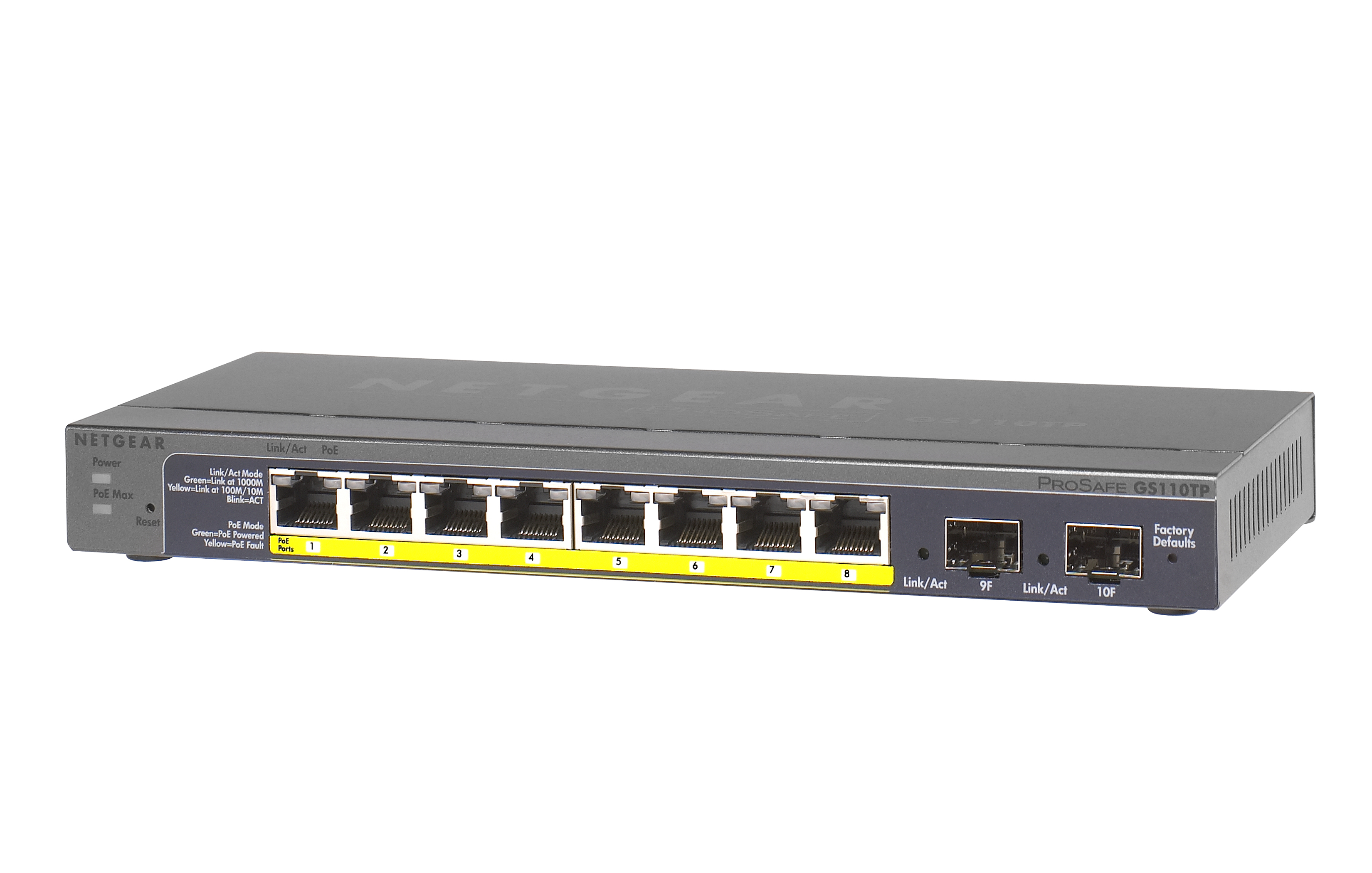 Netgear GS110TP Managed Gigabit Ethernet (10/100/1000) Schwarz Power over Ethernet (PoE)