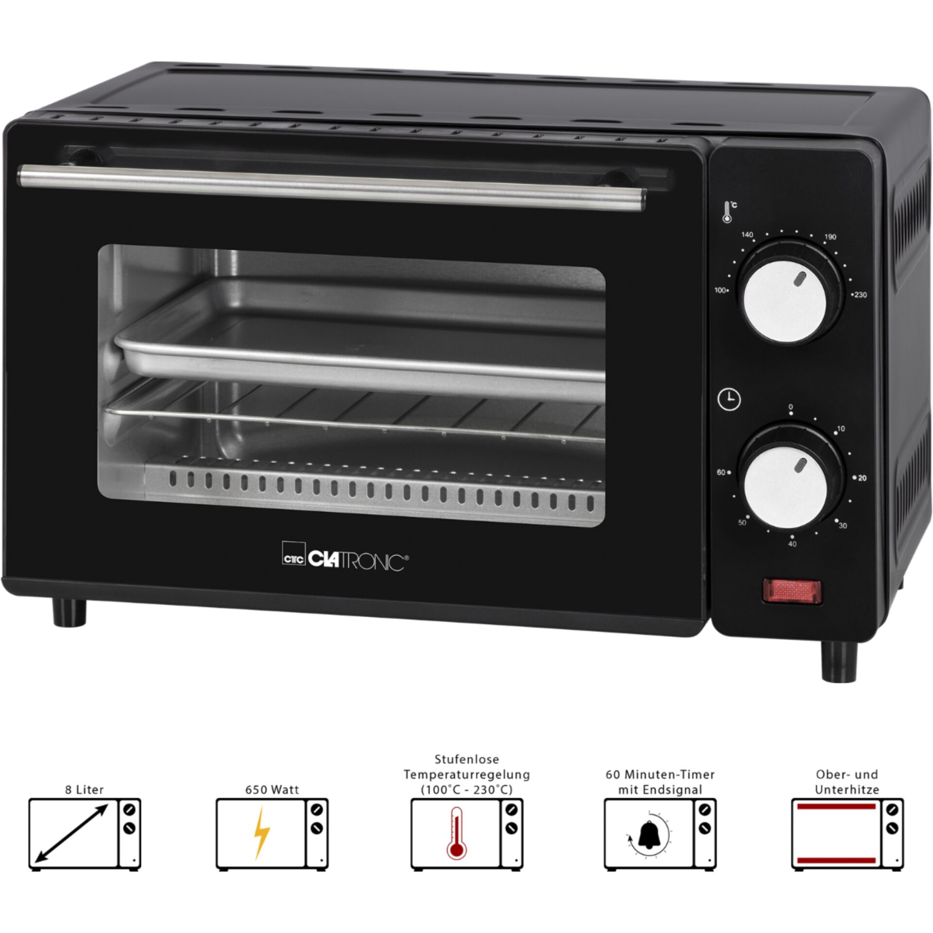 Clatronic MB 3746 schwarz Minibackofen