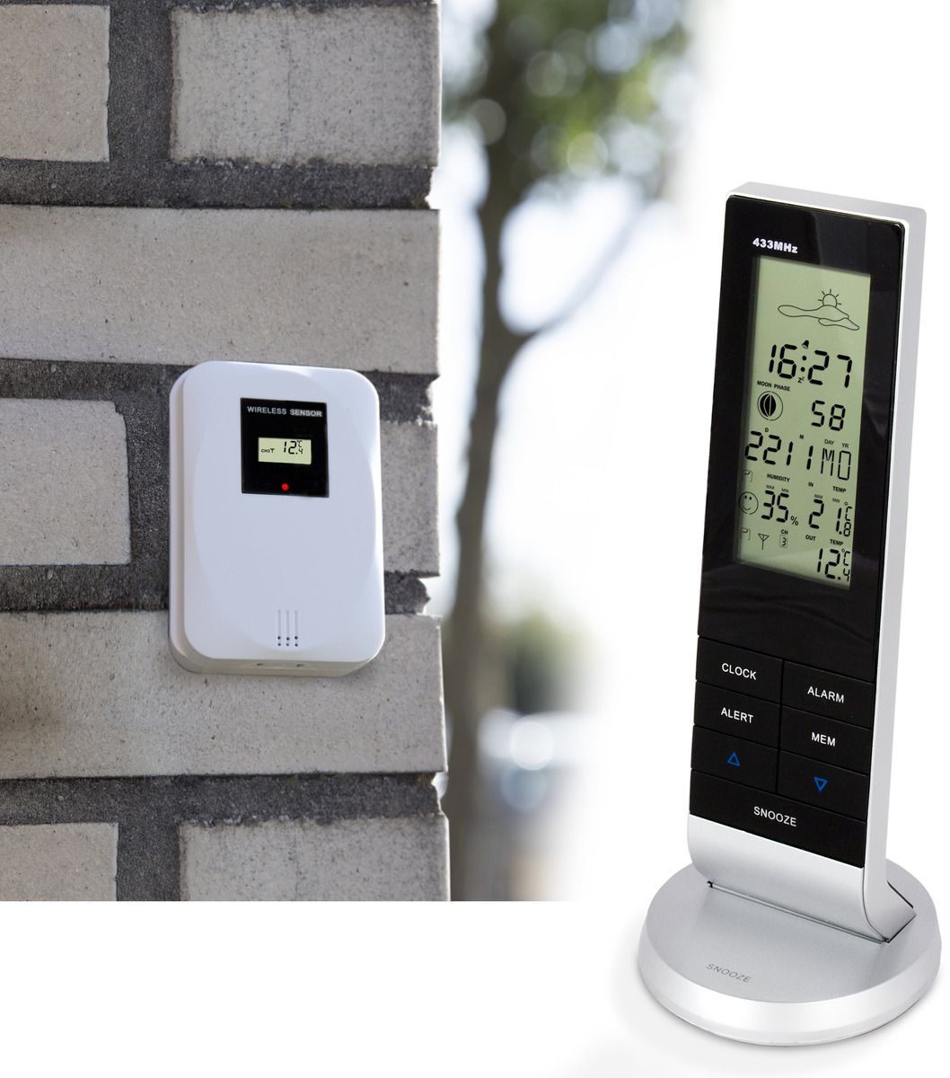 Alecto WS-1150 Wetterstation mit Außensensor -Schwarz/Silber-