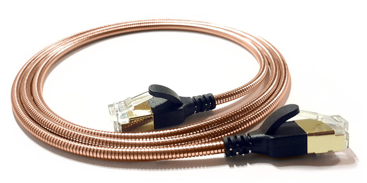 wantecWire Patchkabel gepanzert CAT6a 3,8mm kupferfarben 1,0m