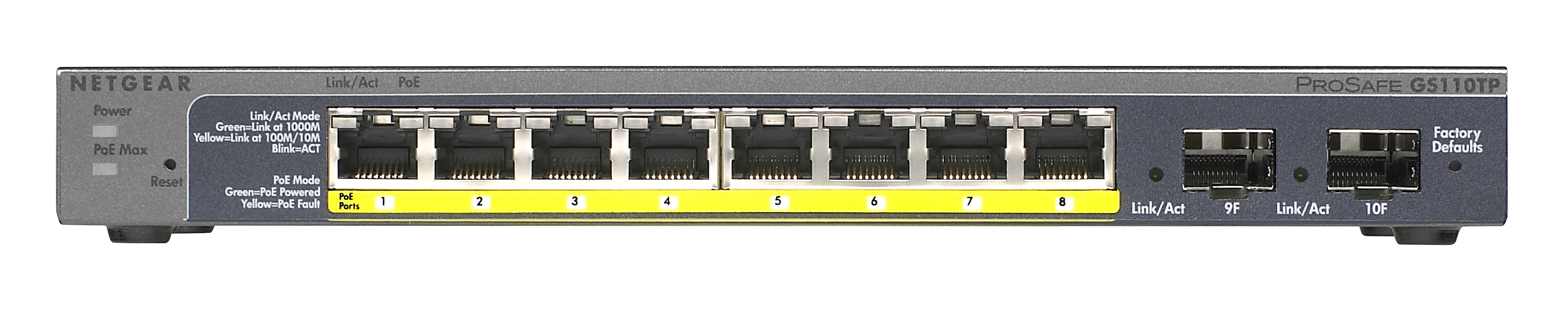 Netgear GS110TP Managed Gigabit Ethernet (10/100/1000) Schwarz Power over Ethernet (PoE)