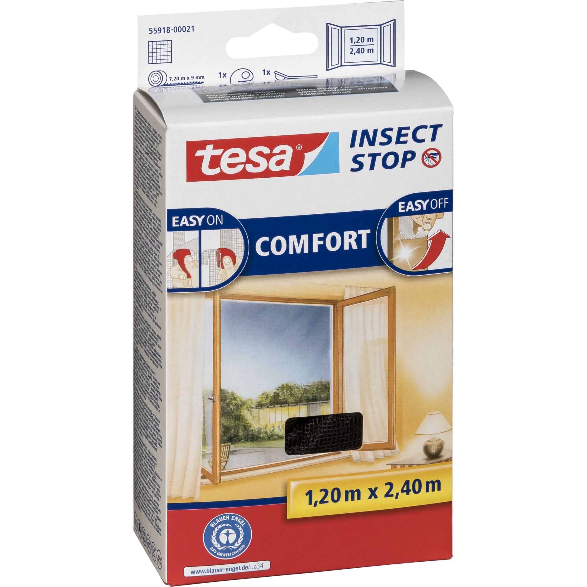Tesa Fliegengitter Fenster klett 1,2X2,4m schwarz 55918 894343_00