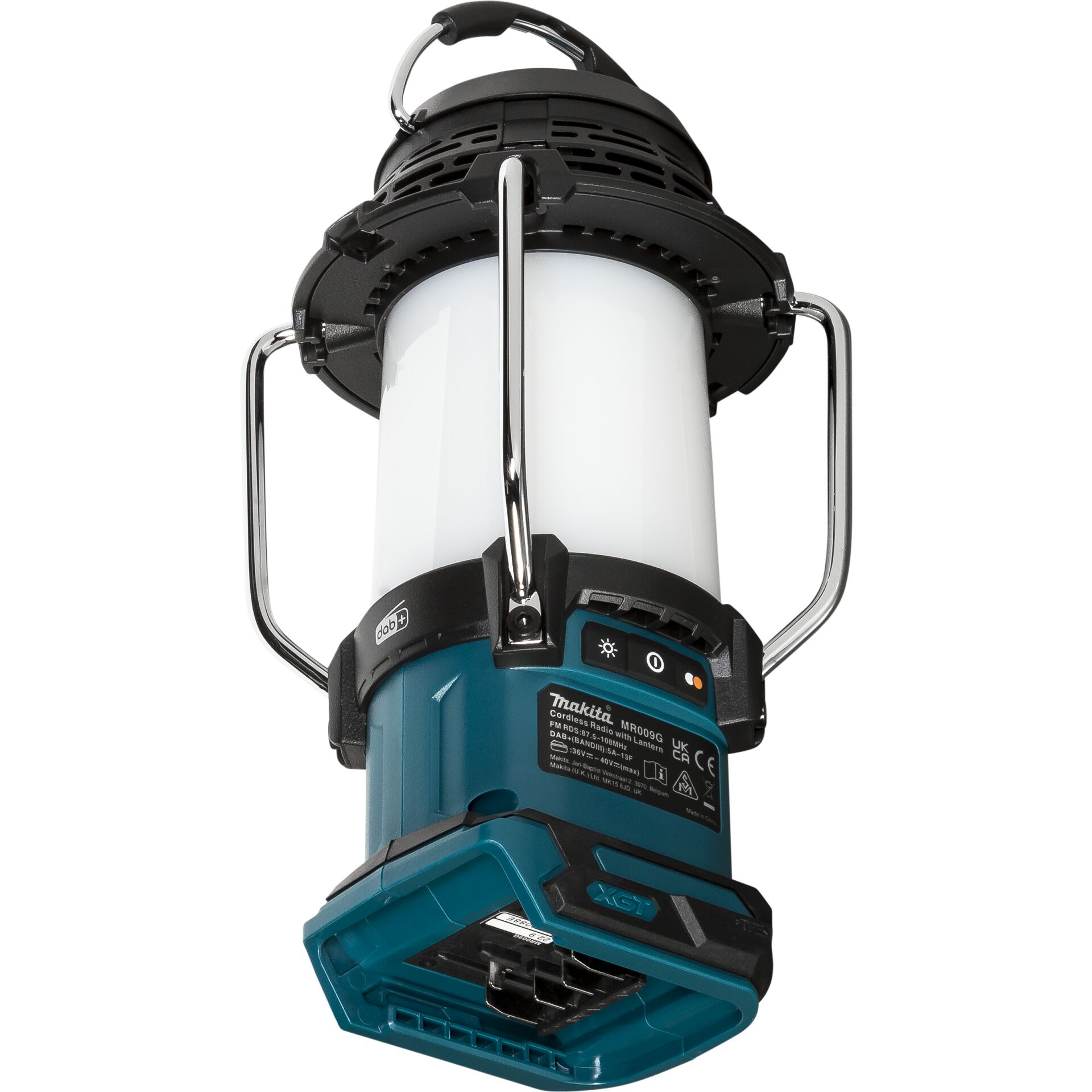 Tragbare Akku-LED-Laterne von Makita mit 360-Grad-Ausleuchtung und robustem Design für Outdoor-Aktivitäten