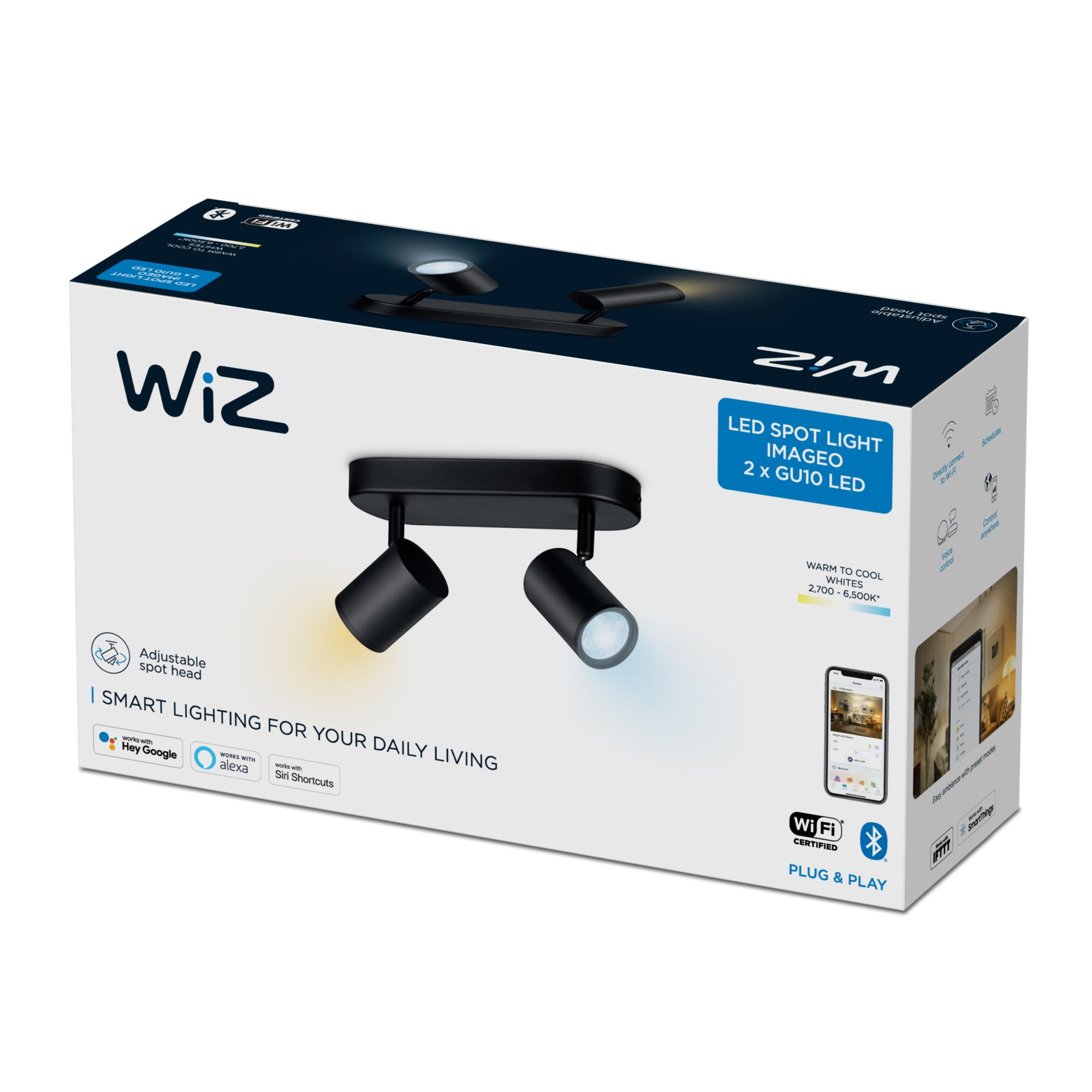 WiZ IMAGEO Spot Deckenleuchte Tunable White 2x5W Schwarz 92169208_8872324527