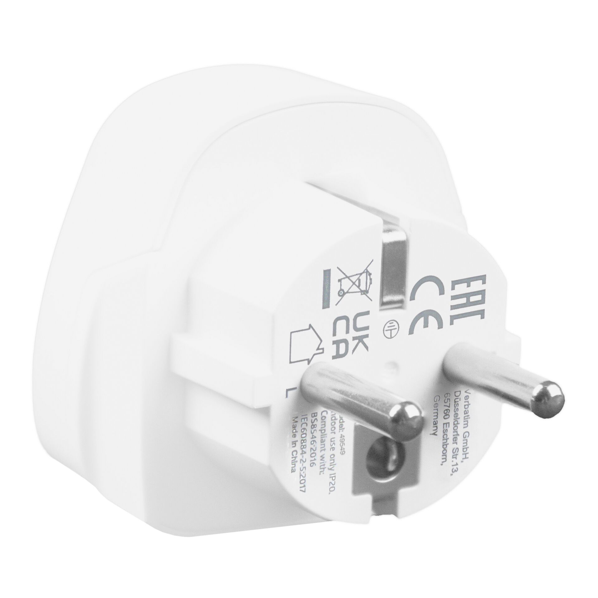 Verbatim World to Europe Travel Adapter Plug, weiß WTEU-02 49549