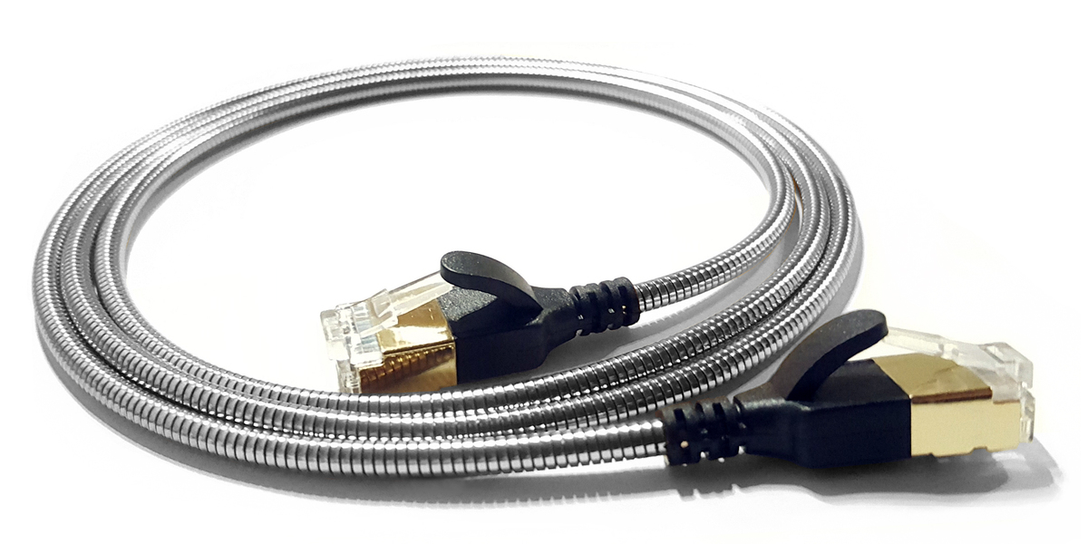 wantecWire Patchkabel gepanzert CAT6a 3,8mm silber 3,0m