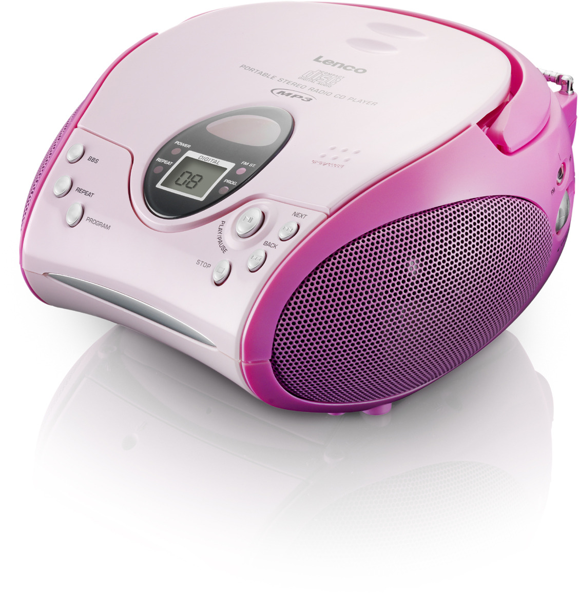 Lenco SCD-24 Stereo UKW-Radio mit CD-Player -Rosa/Pink-