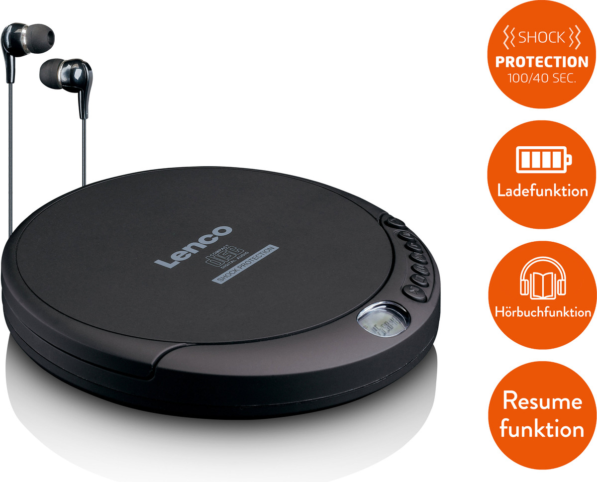 Lenco CD-200 portabler CD Player/ Discman -Schwarz-