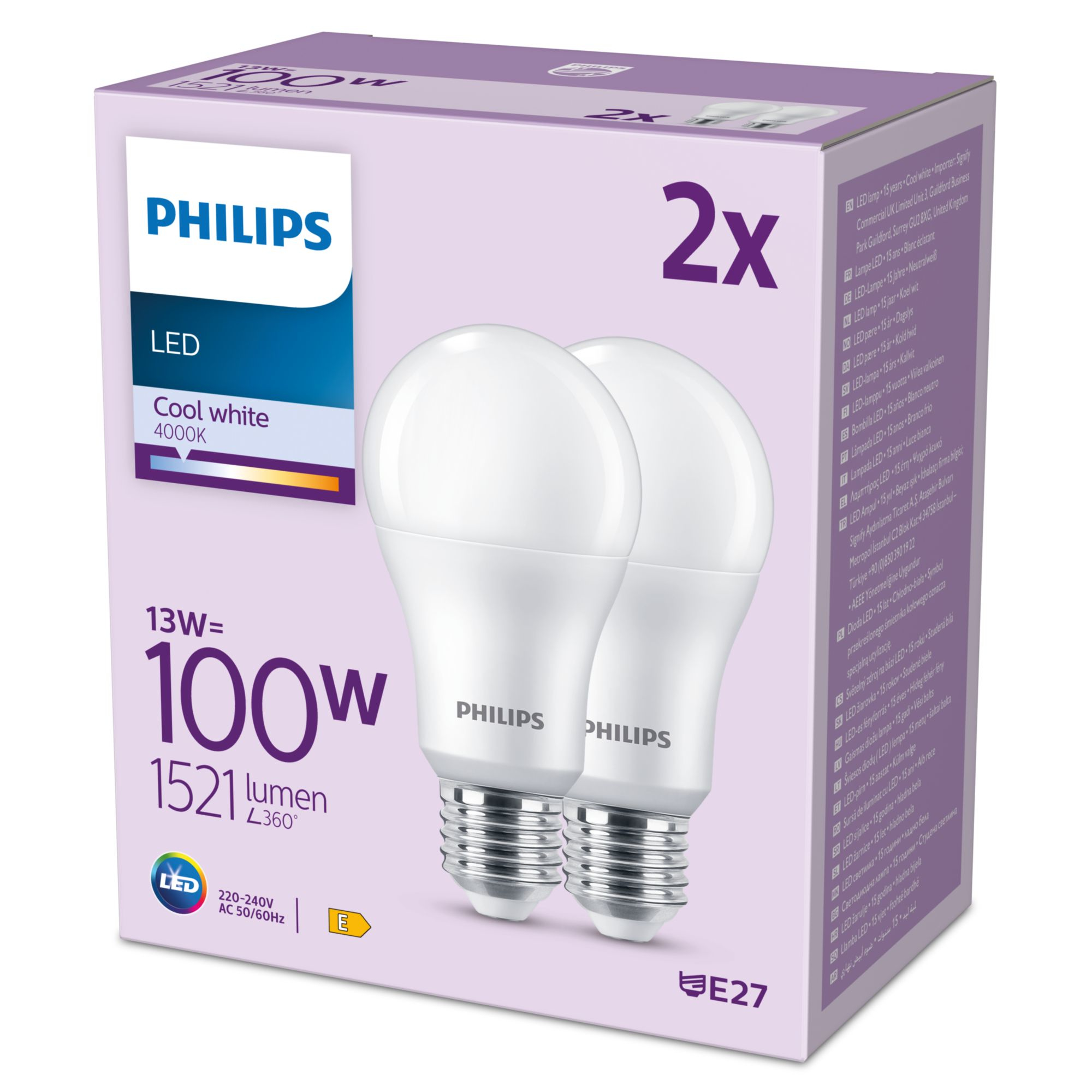 Philips LED classic Lampe 100W E27 Kaltweiß 1521lm matt 2er  P 99482038_4450086077