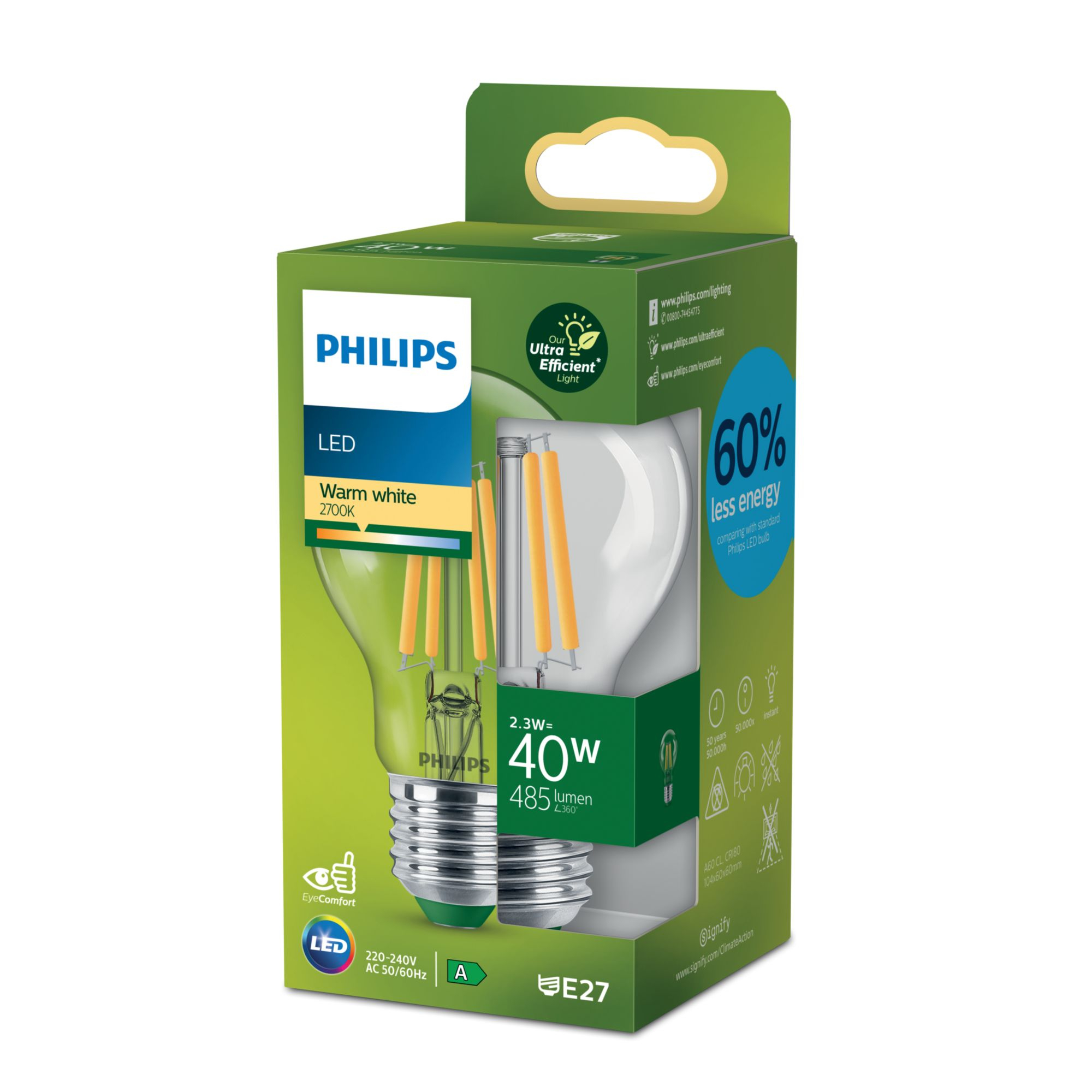 Philips Classic LED-A-Label Lampe 40W E27 Klar warmws non-dim d6a04922964dcb2adb0763aebd728eb6