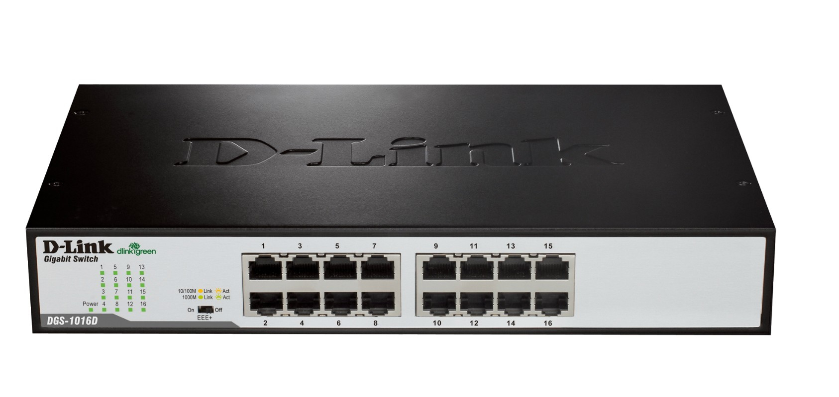 D-Link DGS-1016D/E Unmanaged network switch Schwarz, Metallisch Netzwerk-Switch