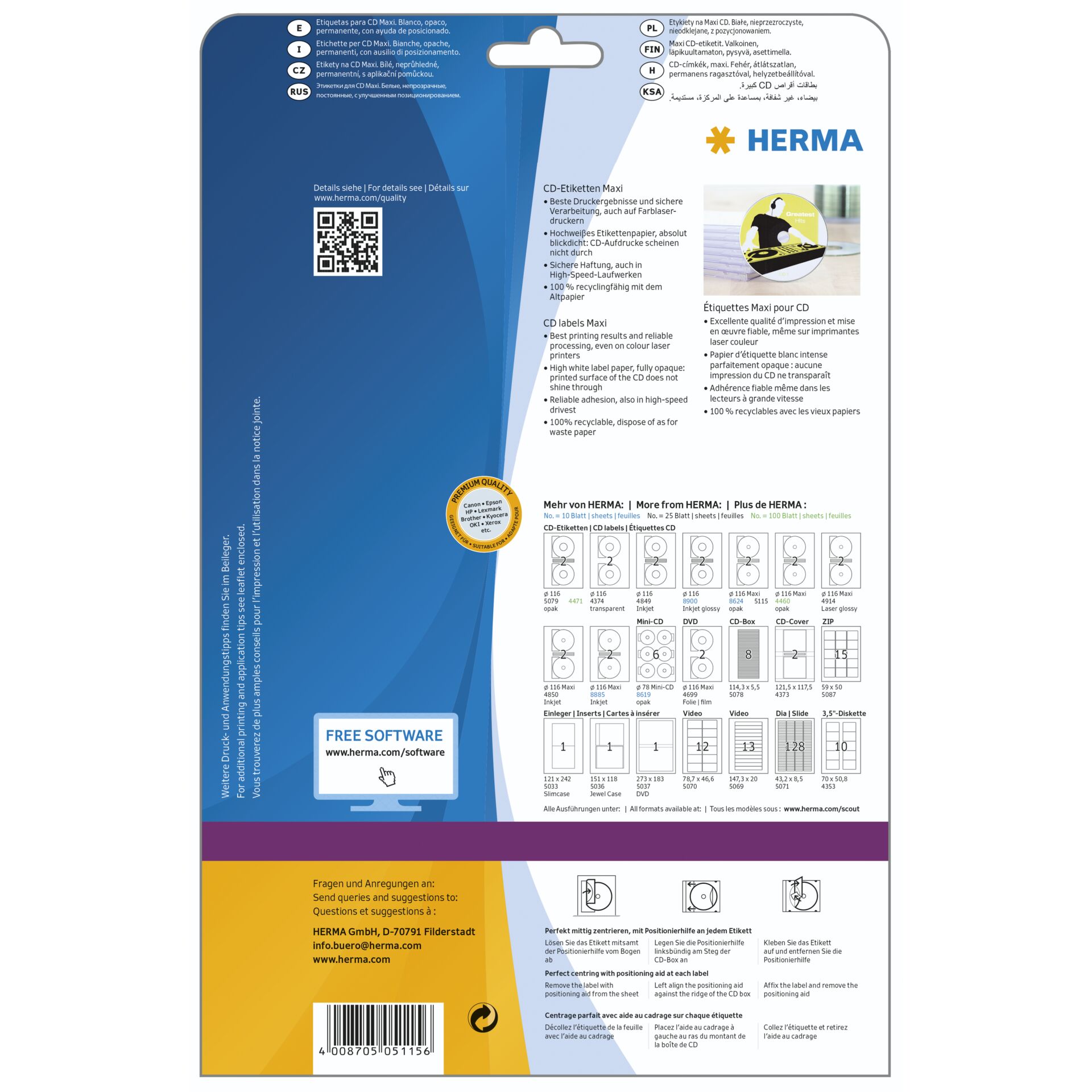 Herma CD-Etiketten rund 116 25 Blatt DIN A4 50 Stück    5115 104342_01