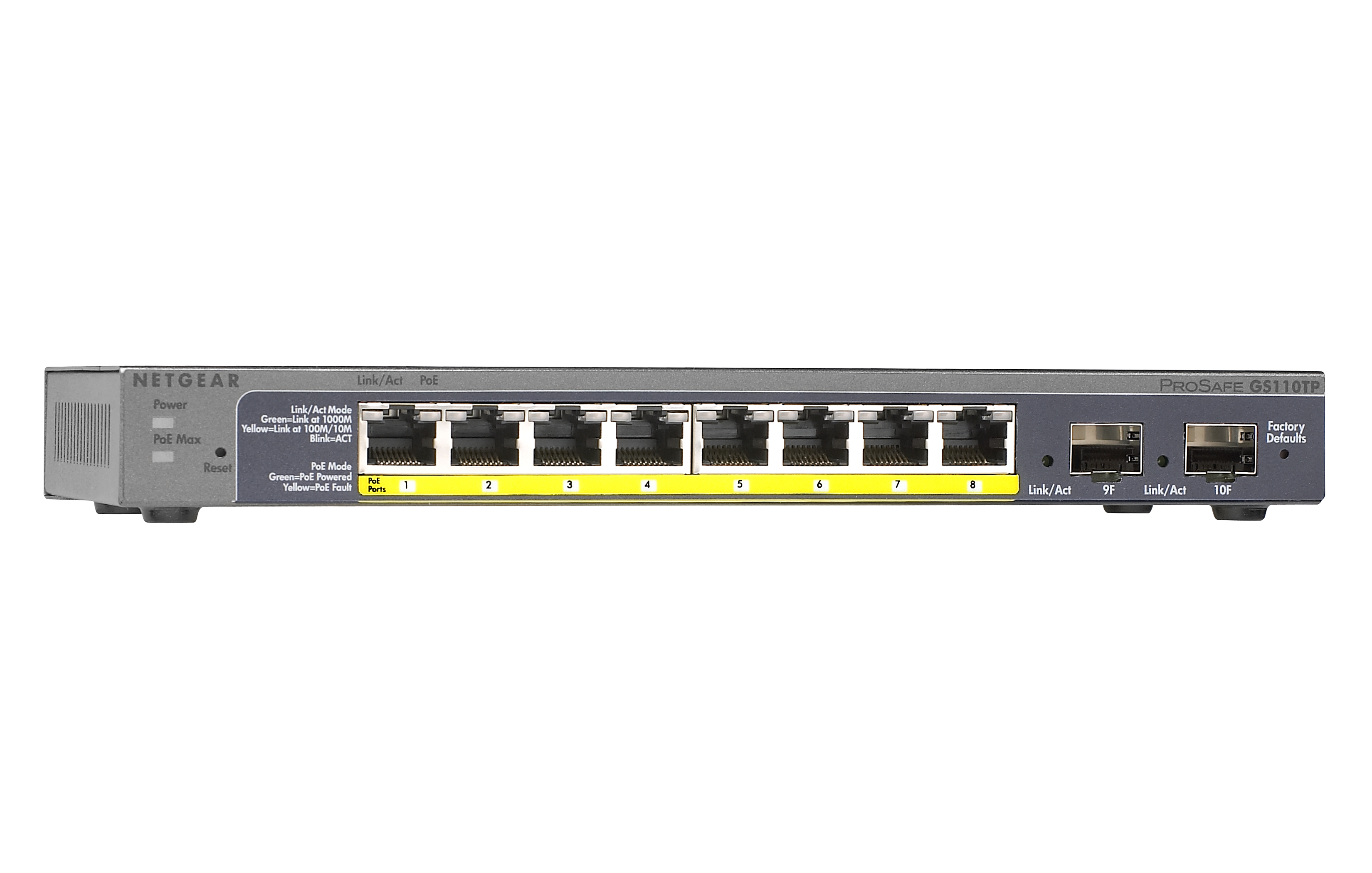 Netgear GS110TP Managed Gigabit Ethernet (10/100/1000) Schwarz Power over Ethernet (PoE)