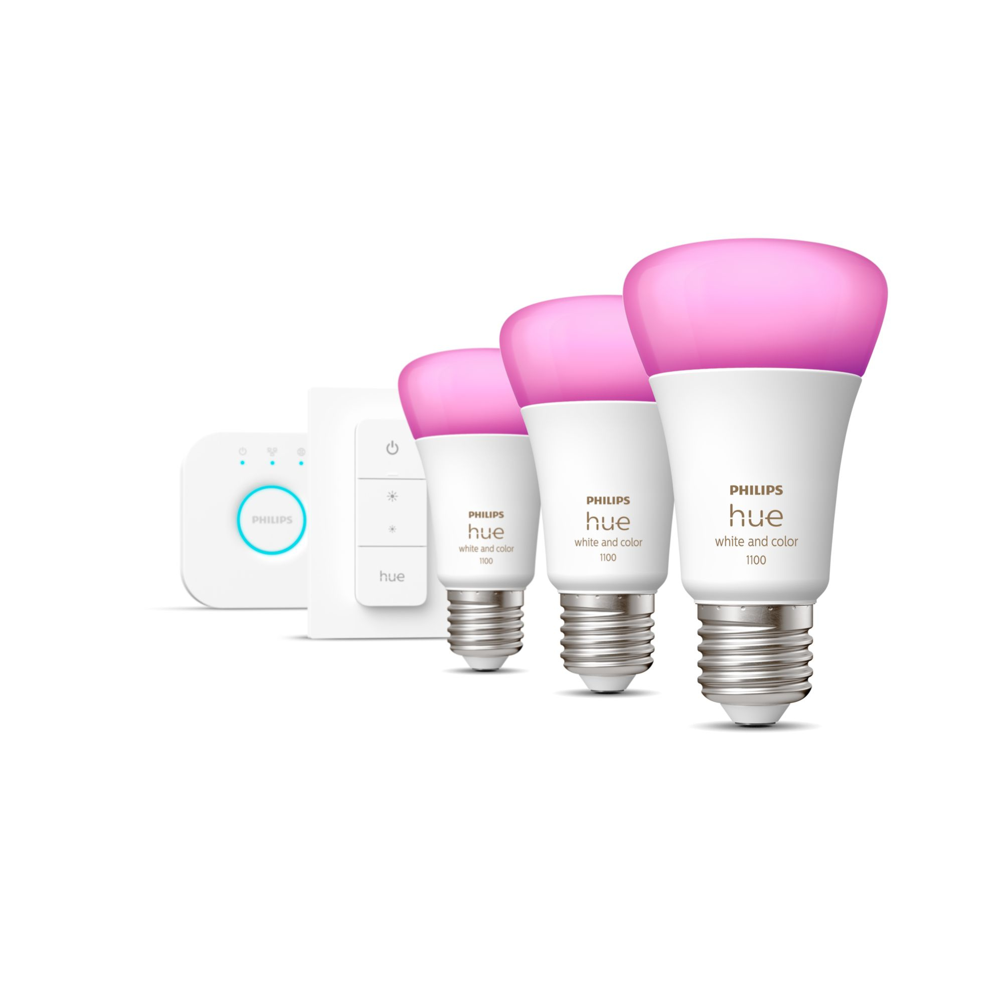 Philips Hue White&Col. Amb. E27 3er StarterSet +DS 3x800lm 75W