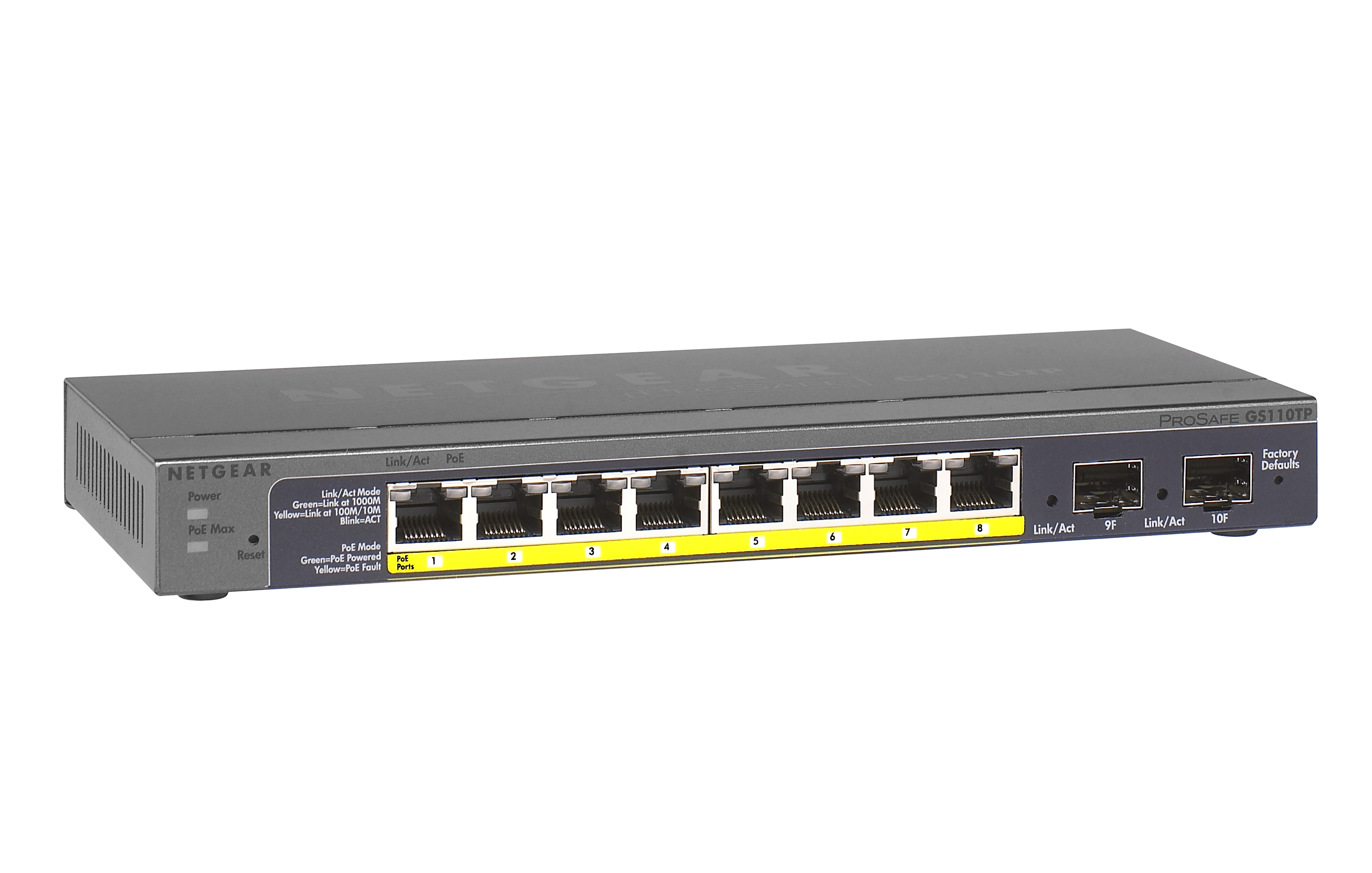 Netgear GS110TP Managed Gigabit Ethernet (10/100/1000) Schwarz Power over Ethernet (PoE)