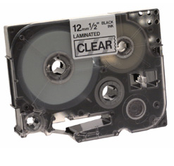 Brother Black on Clear Gloss Laminated Tape, 12mm TZ Etiketten erstellendes Band