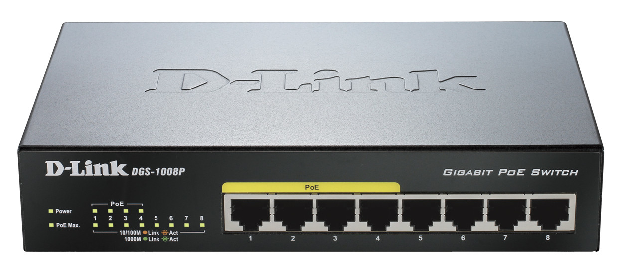 D-Link DGS-1008P Energie Über Ethernet (PoE) Unterstützung Schwarz Netzwerk-Switch