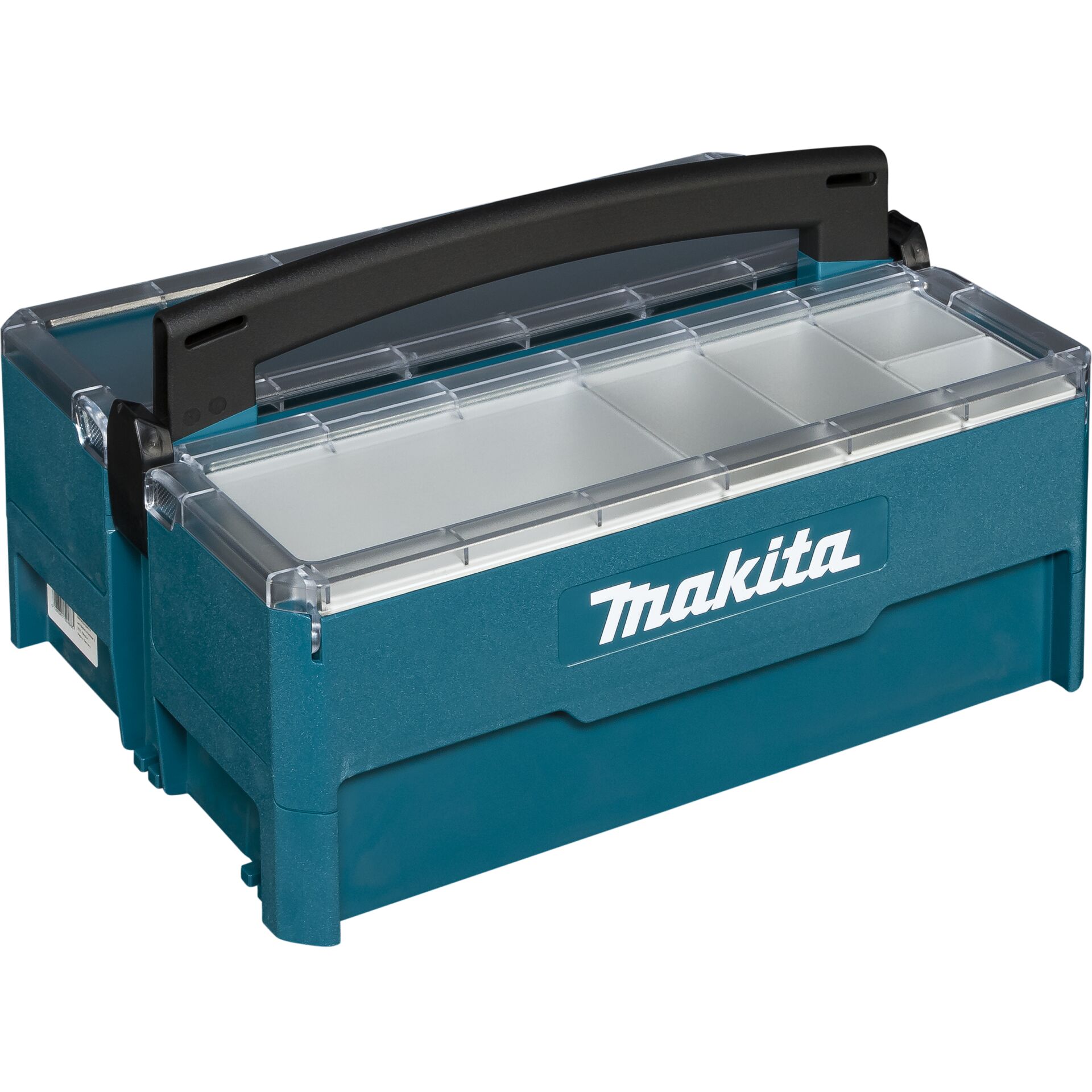 Makita Werkzeugkoffer mit transparentem Deckel und schwarzem Griff