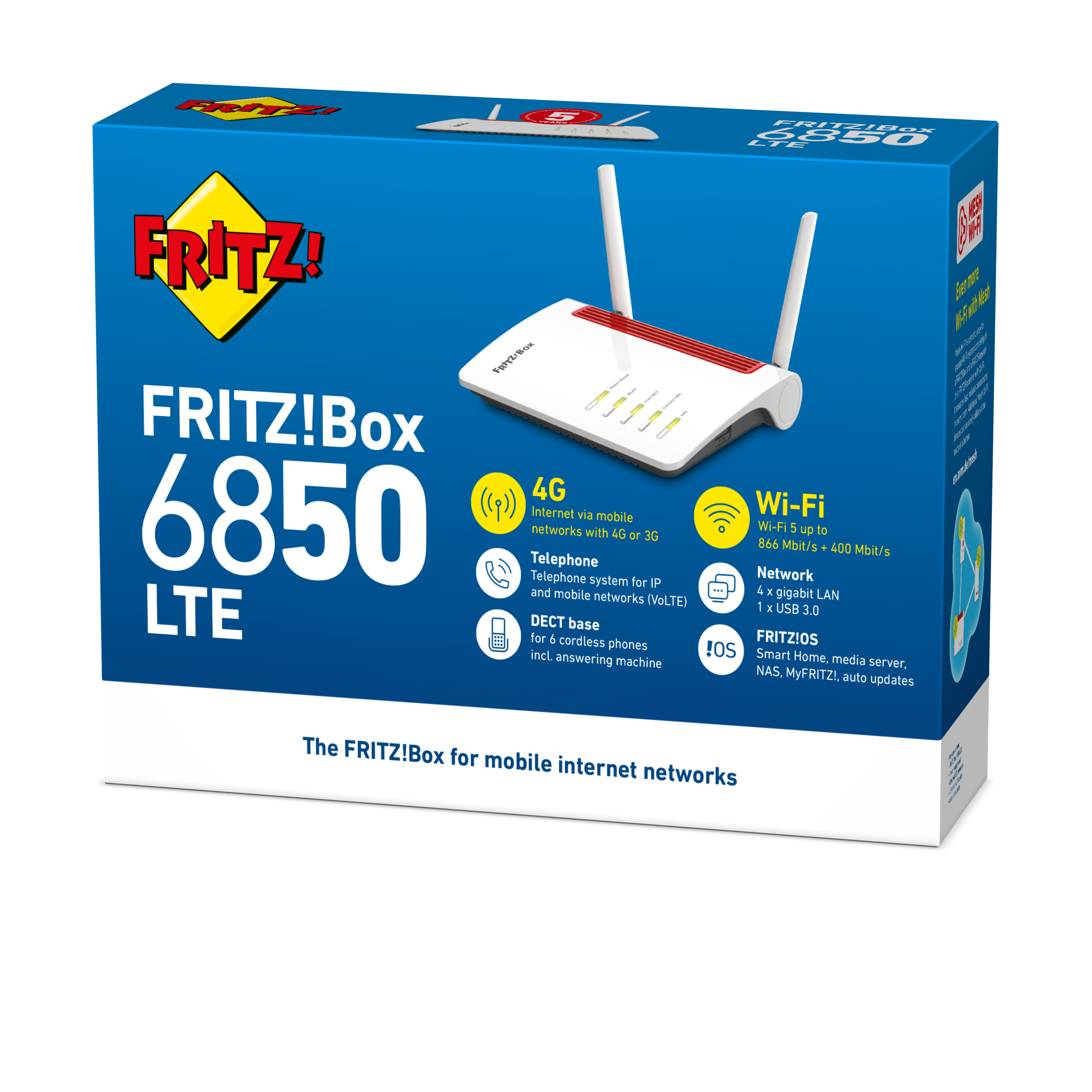 AVM FRITZ!Box 6850 LTE WLAN-Router Gigabit Ethernet Dual-Band (2,4 GHz/5 GHz) 4G Weiß b8a2d224a78c5ff43c7e4c9aff4691127390803c