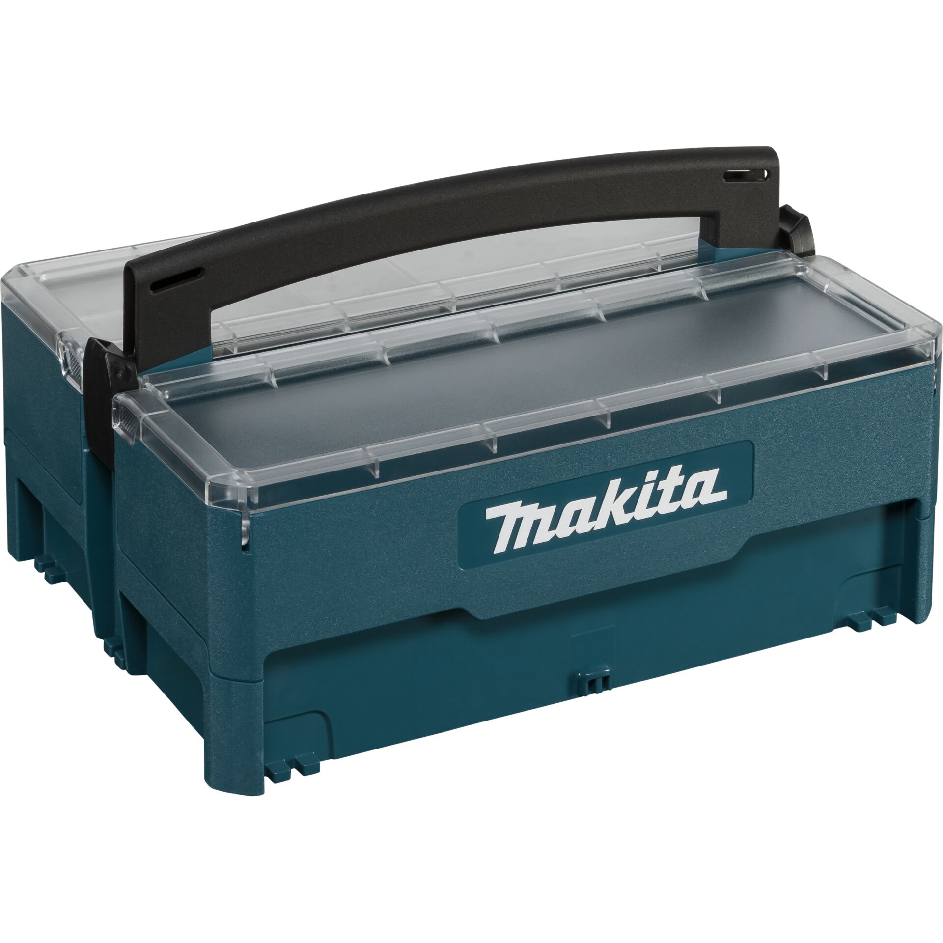 Makita Werkzeugbox mit transparenter Oberseite und Griff für einfache Handhabung