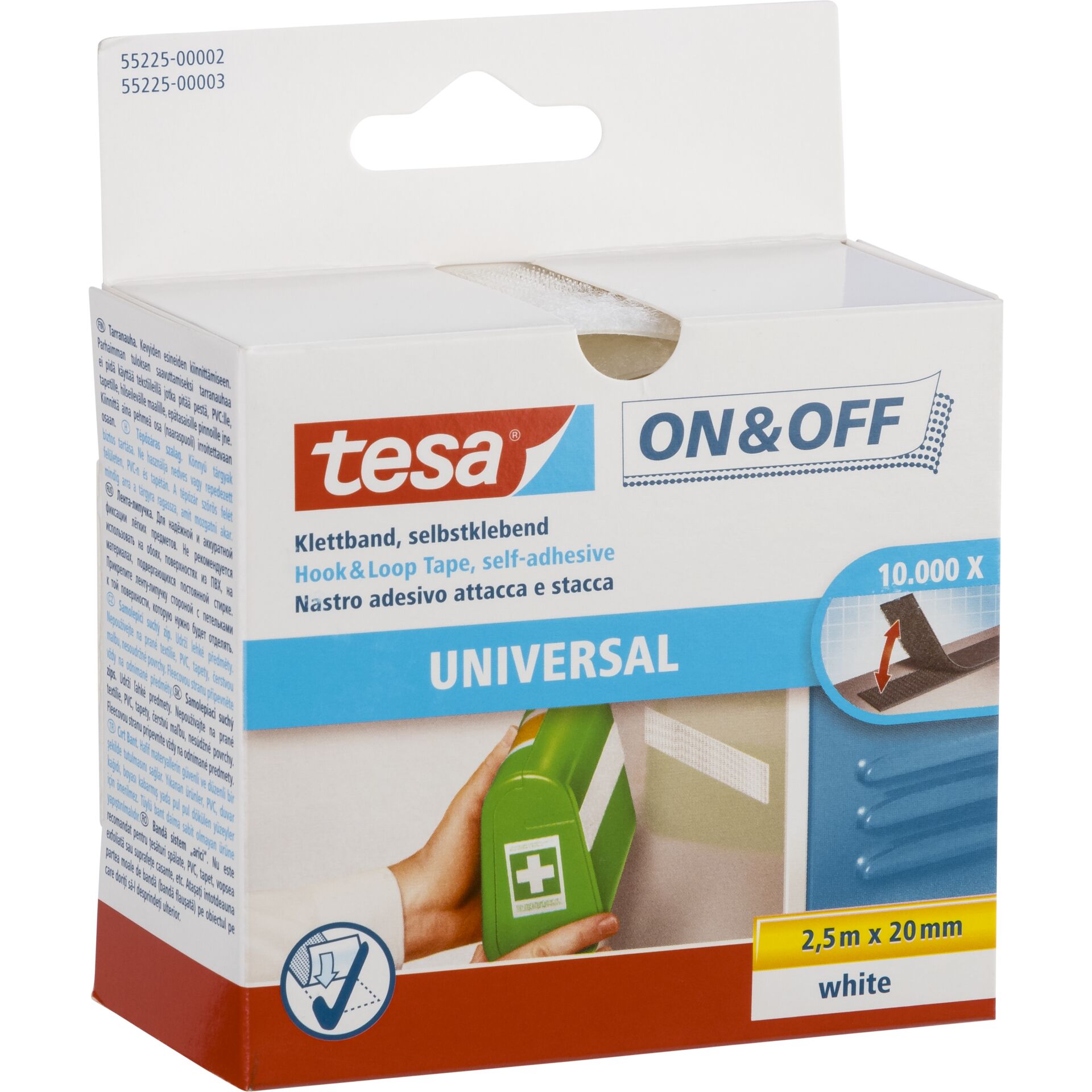 Tesa Klettklebeband 2,5m x 20mm on&off weiß 55225 856165_00