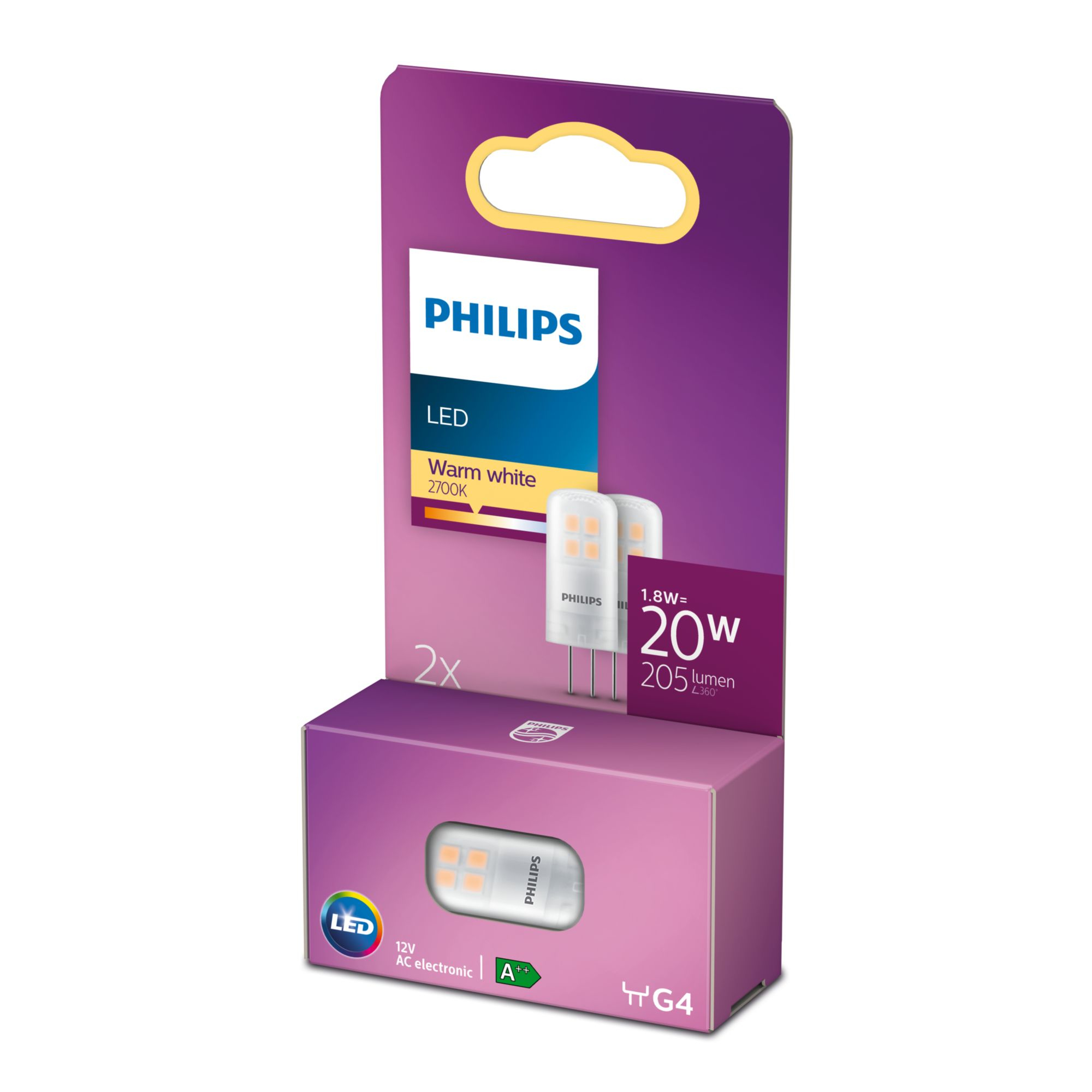 Philips LED Standard Brenner 20W G4 Warmweiß non-dim 2erP 80155263_7814424623
