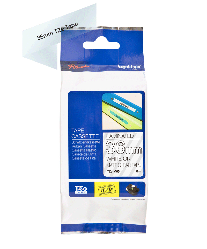 Brother TZe-M65 farblos matt / weiß, 36 mm, 8 m, laminiert 80507996_9800594656