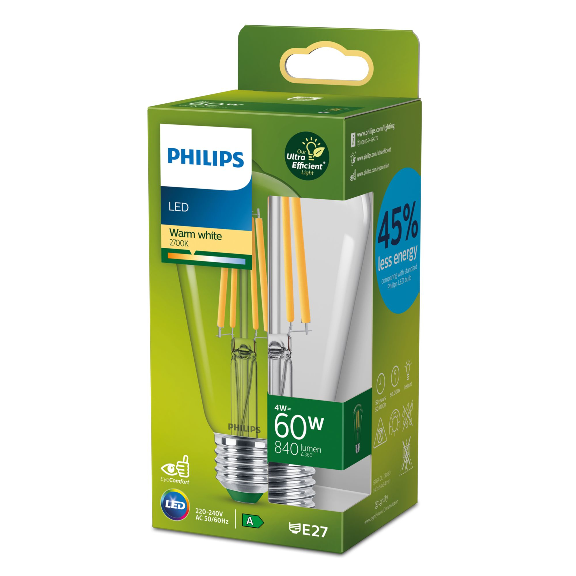 Philips Classic LED-A-Label Lampe 60W E27 klar warmws Edison 095440bac1c5bd227ff24e2d744379c9