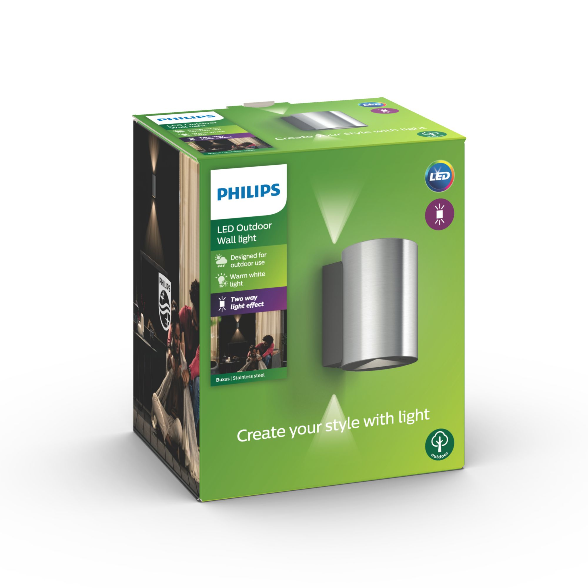 Philips Buxus LED Wandleuchte 1000lm Edelstahl 36066448_3735965988