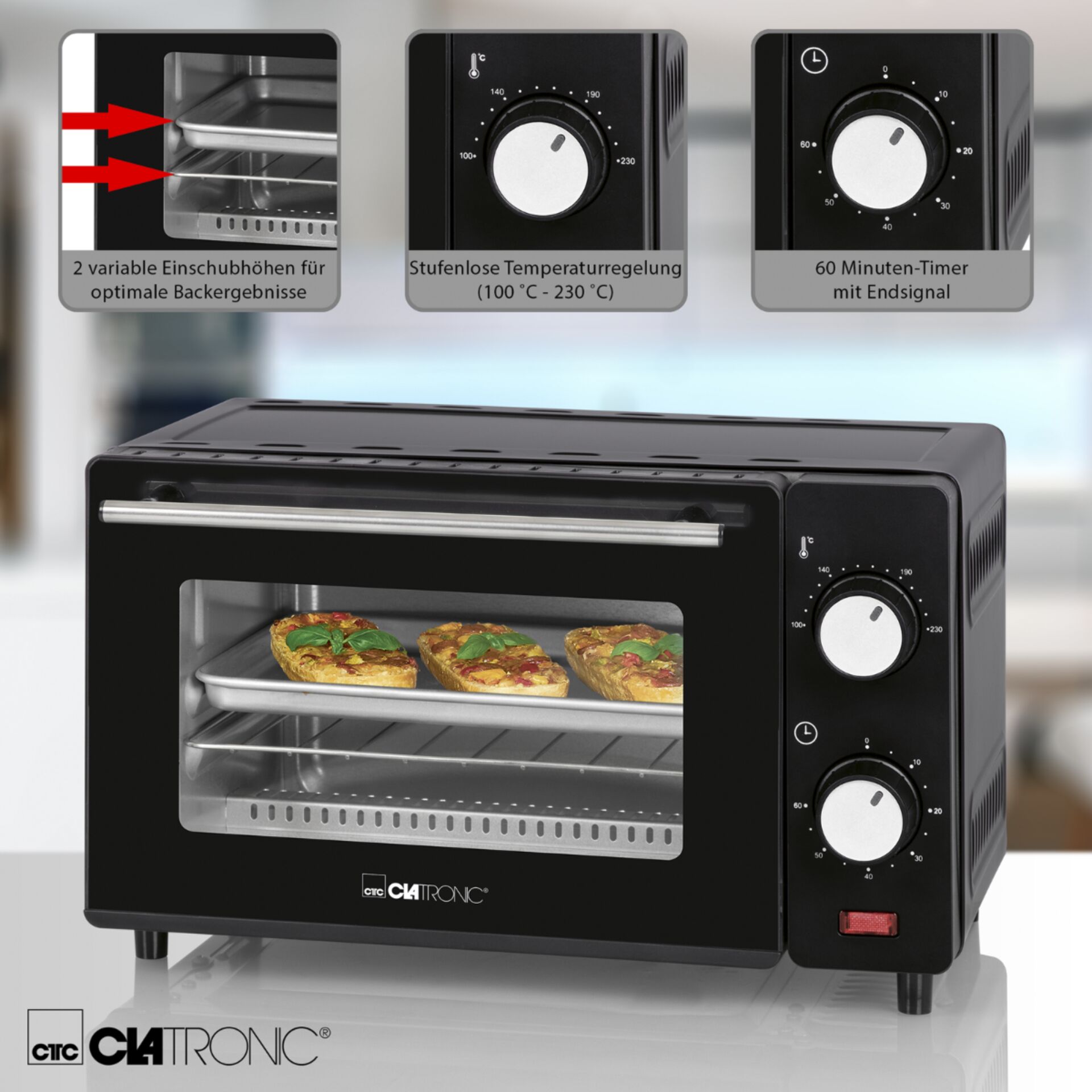 Clatronic MB 3746 schwarz Minibackofen
