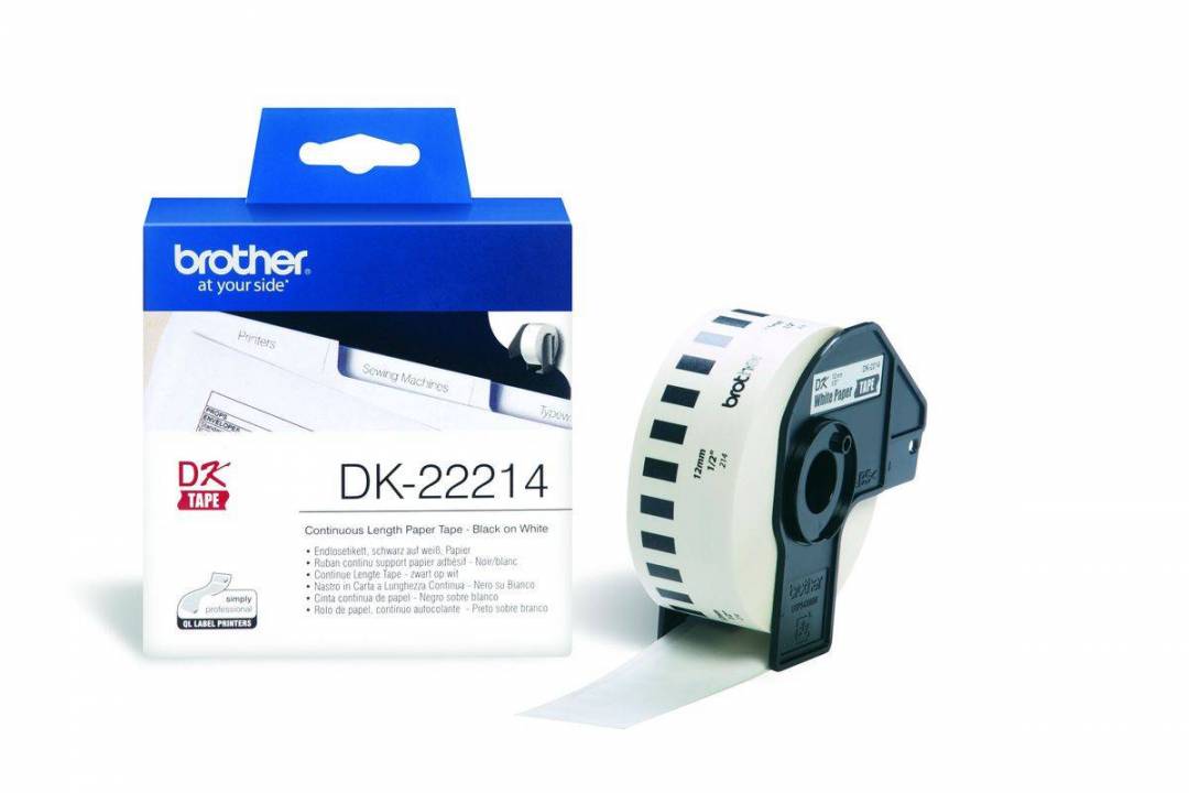Endlos-Etiketten DK-22214 weiß, 12mm x 30,48m