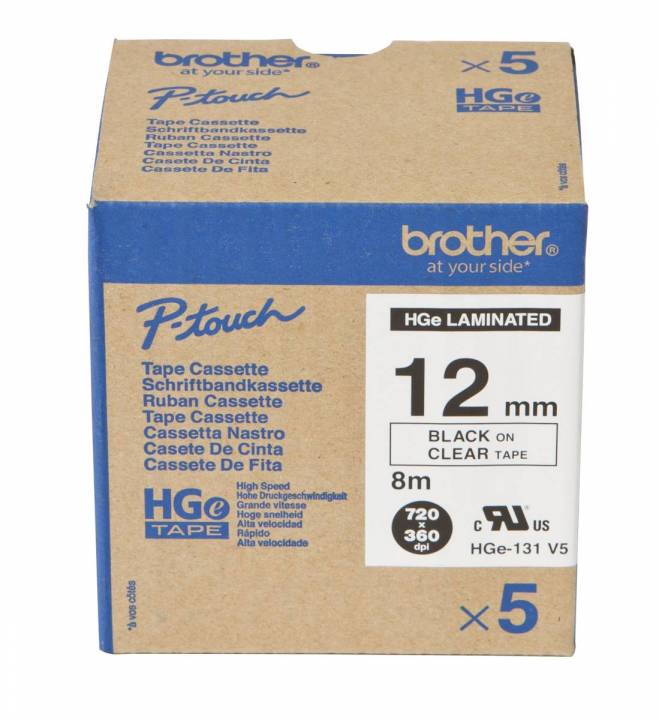 Schriftband HGe-131V5 (5 Stk) Schwarz auf Gold 12 mm x 8 m