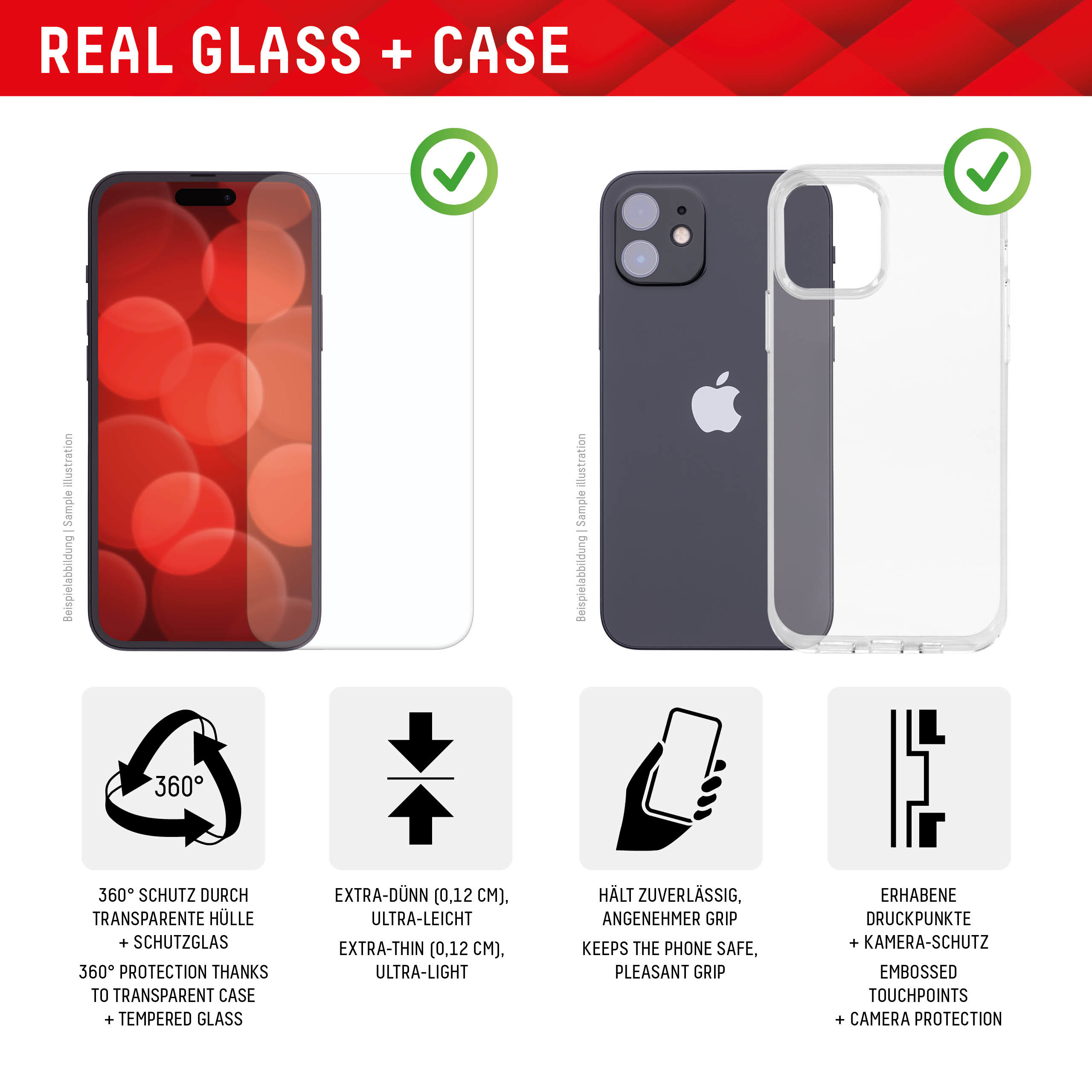 DISPLEX Real Glass + Case iPhone 15 c793d8d063f0140b18b3fbd9c955512d