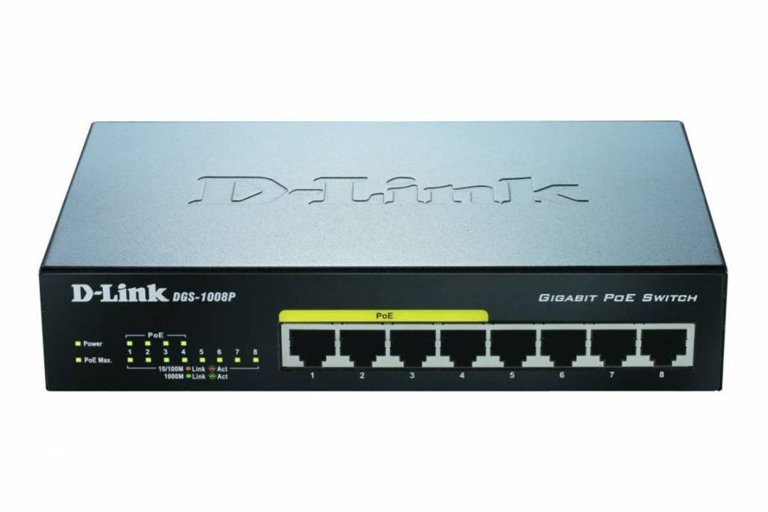 D-Link DGS-1008P 8-Port Layer2 PoE Gigabit Switch