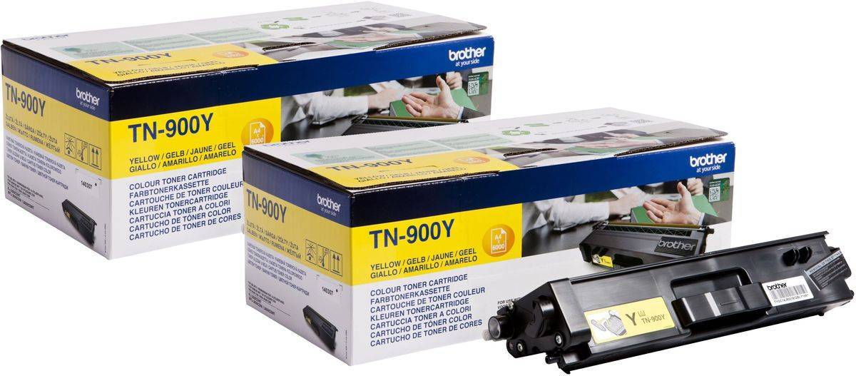 Brother Toner TN-900YTWIN Gelb Doppelpack (12000 Seiten)