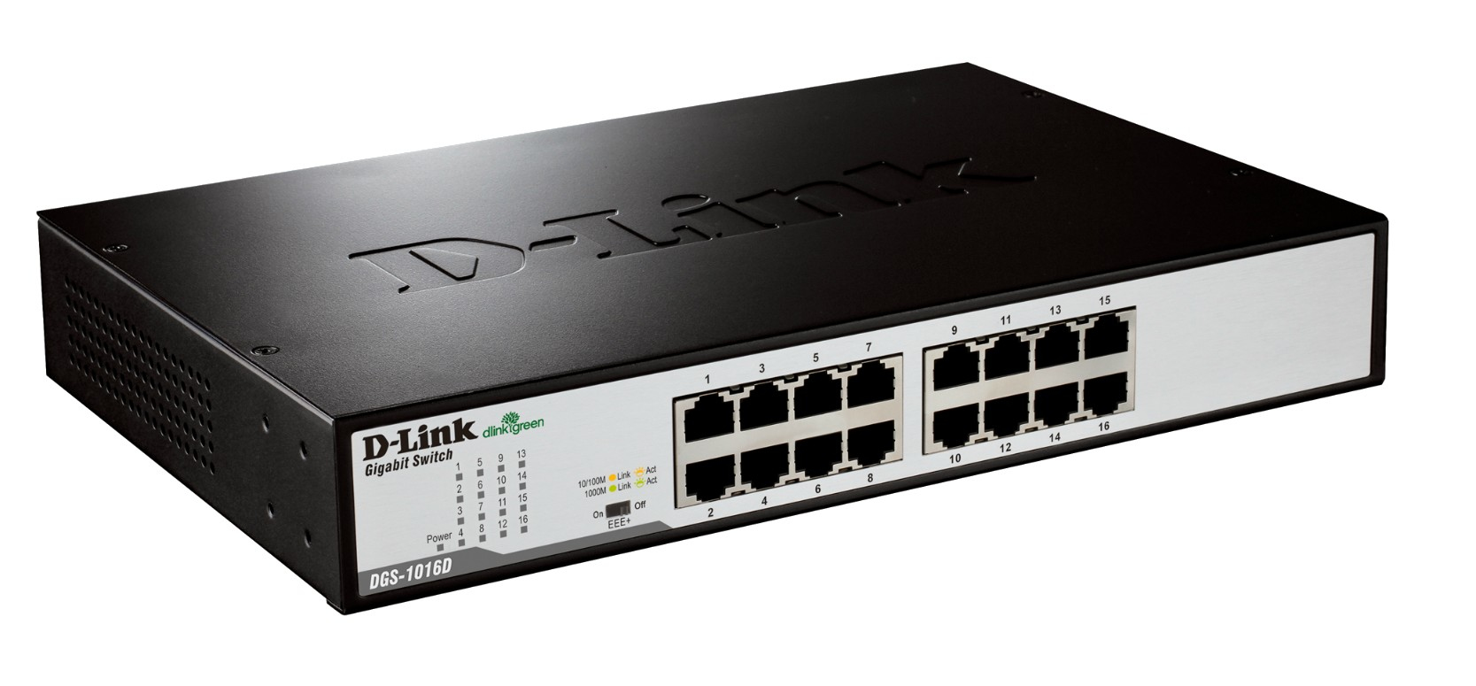 D-Link DGS-1016D/E Unmanaged network switch Schwarz, Metallisch Netzwerk-Switch