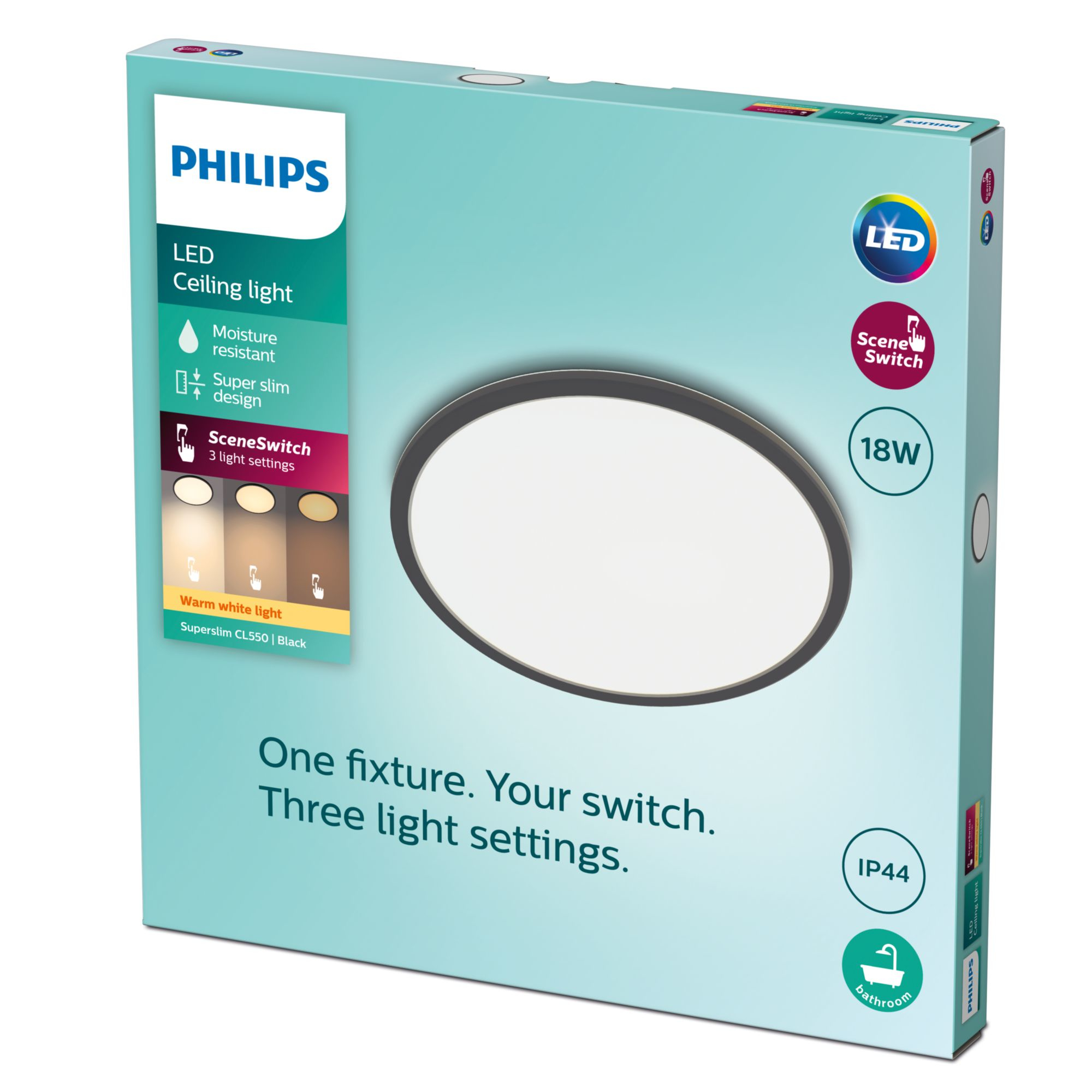 Philips Superslim 3in1 LED Leuchte CL550 IP44 1500lm schwarz 91818634_3276751949